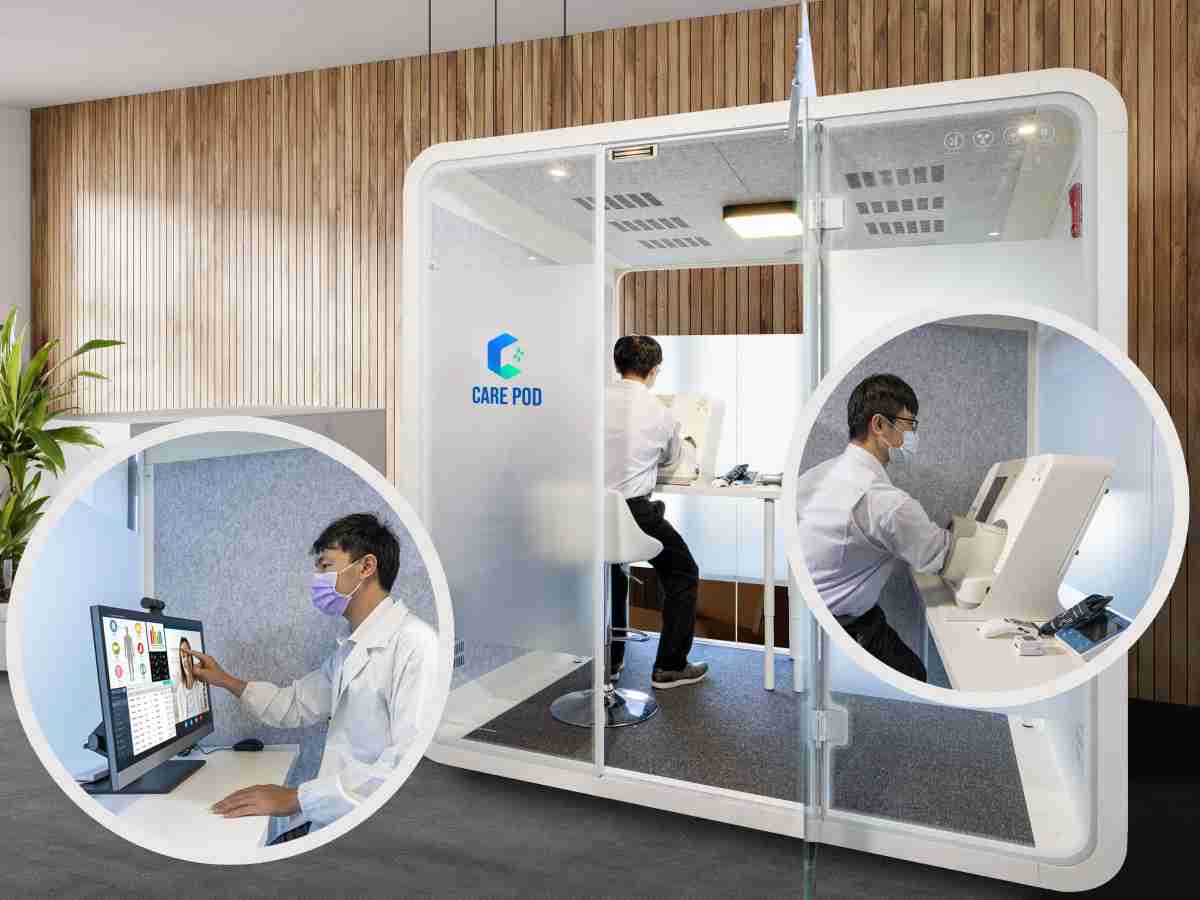 达擎于医疗科技展中展出＂远距诊疗舱＂，，以因应医疗数字化及社会高龄化趋势下、、、复诊及慢性病患等族群对于远距看诊需求逐渐升高所推出的创新整合方案。。。多功能合一、、、、高隐私性的远距诊疗舱可根据病患端与医师端的不同需求，，提供弹性化及客制化功能，，，，节省医生和病患的精力及时间